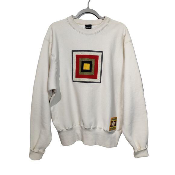 Odessa Sex Cult Men's Sz M Off White Thick Heavy Sweatshirt Square Skateboard - Picture 1 of 6